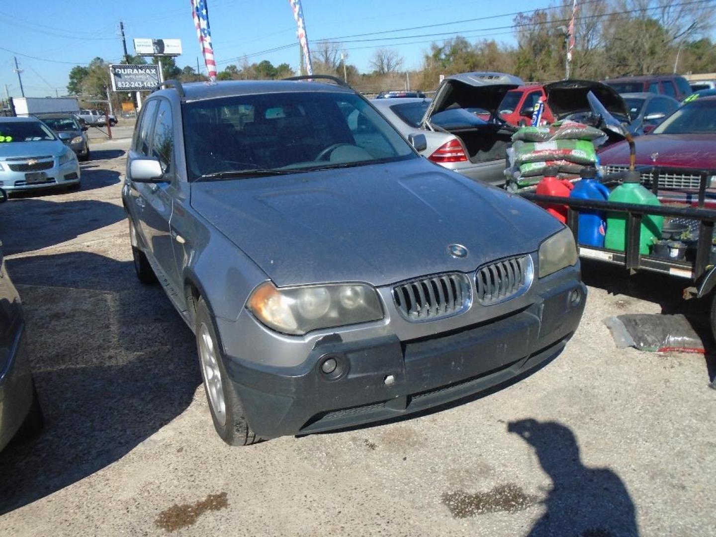 2004 GRAY BMW X3 2.5i (WBXPA73404W) with an 2.5L L6 DOHC 24V engine, AUTOMATIC transmission, located at 2303 West Mt. Houston, Houston, 77038, (281) 507-3956, 29.771597, -95.339569 - Photo#0