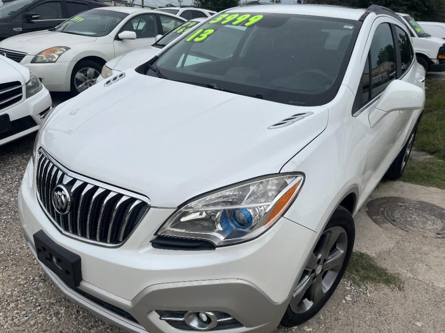 2013 WHITE BUICK ENCORE Convenience FWD (KL4CJBSB0DB) with an 1.4L L4 DOHC 16V TURBO engine, AUTOMATIC transmission, located at 2303 West Mt. Houston, Houston, Texas, 77038, (281) 507-3956, 29.771597, -95.339569 - Photo#0