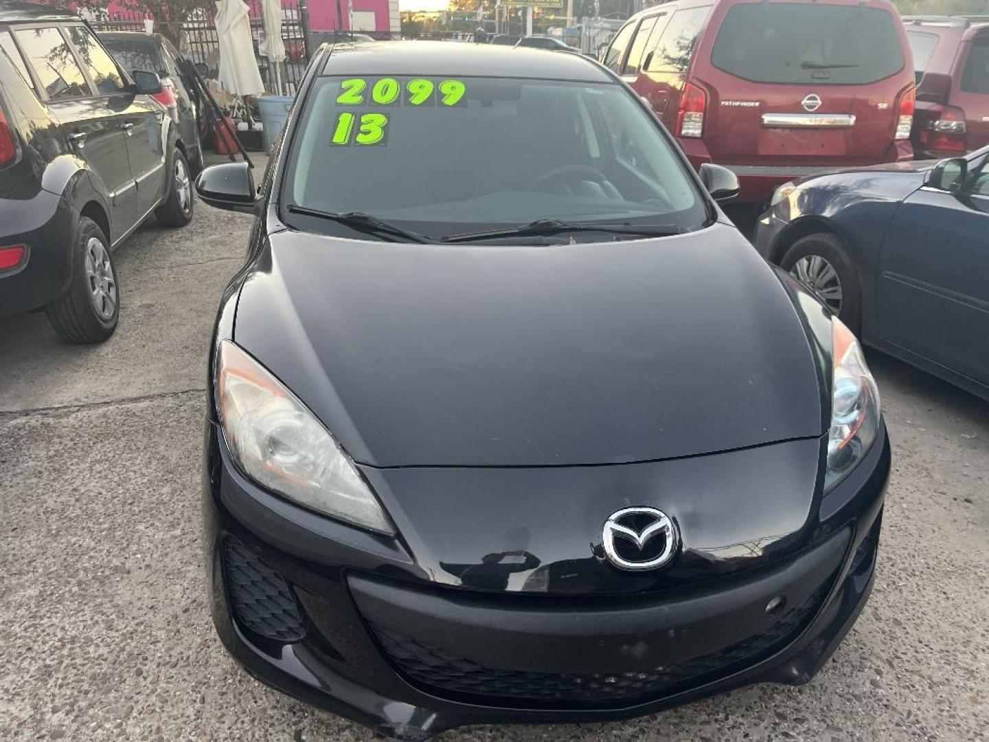 2013 BLACK MAZDA MAZDA3 i Sport 4-Door (JM1BL1U70D1) with an 2.0L L4 DOHC 16V engine, AUTOMATIC transmission, located at 2303 West Mt. Houston, Houston, 77038, (281) 507-3956, 29.771597, -95.339569 - Photo#0