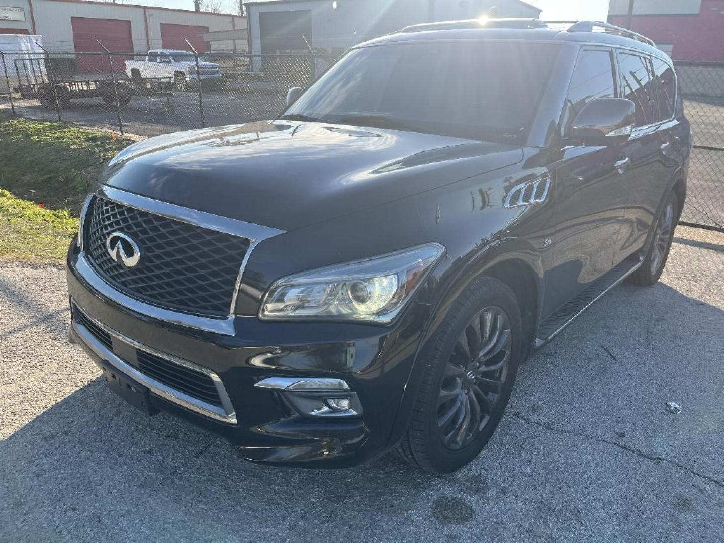 2017 BLUE INFINITI QX80 4WD (JN8AZ2NE7H9) with an 5.6L V8 DOHC 32V engine, AUTOMATIC transmission, located at 2303 West Mt. Houston, Houston, 77038, (281) 507-3956, 29.771597, -95.339569 - Photo#0