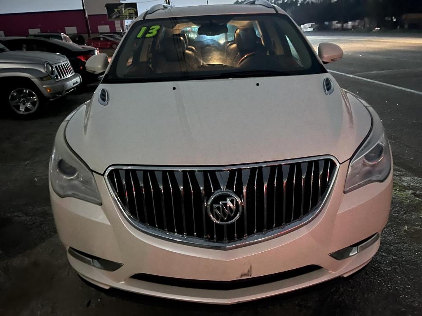 2013 WHITE BUICK ENCLAVE Leather AWD (5GAKVCKD3DJ) with an 3.6L V6 DOHC 24V engine, AUTOMATIC transmission, located at 2303 West Mt. Houston, Houston, 77038, (281) 507-3956, 29.771597, -95.339569 - Photo#0