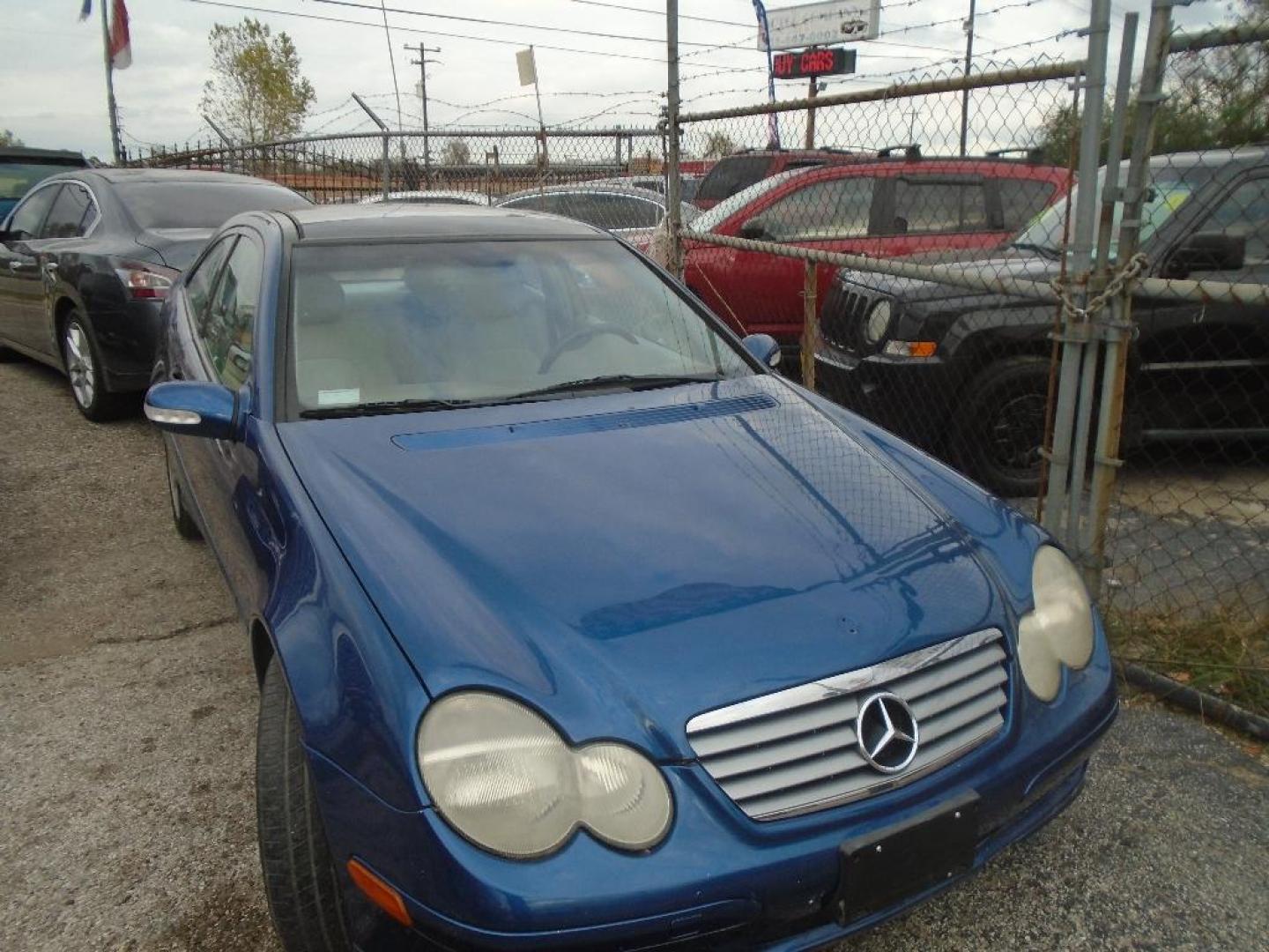 2002 BLUE MERCEDES-BENZ C-CLASS C230 Coupe (WDBRN47J12A) with an 2.3L L4 DOHC 16V engine, AUTOMATIC transmission, located at 2303 West Mt. Houston, Houston, 77038, (281) 507-3956, 29.771597, -95.339569 - Photo#1